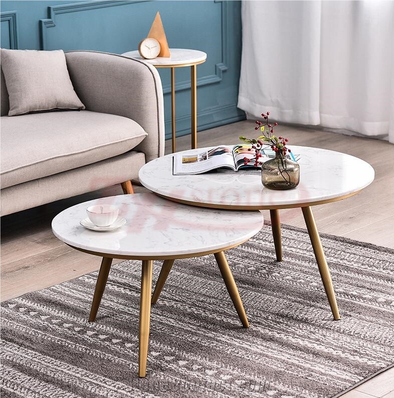 Volakas Imperial Marble Oval Table with Metal Leg