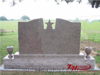 White Lotus Romantic Pink Granite Headstone
