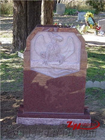 White Lotus Romantic Pink Granite Headstone