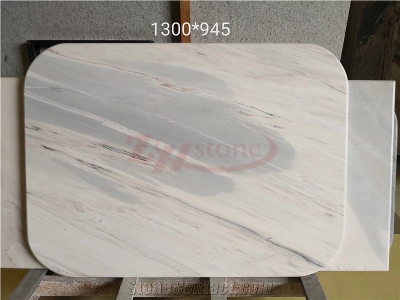 White Sand Marble Rectangle Round Corner Tabletop