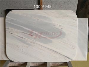 White Sand Marble Rectangle Round Corner Tabletop