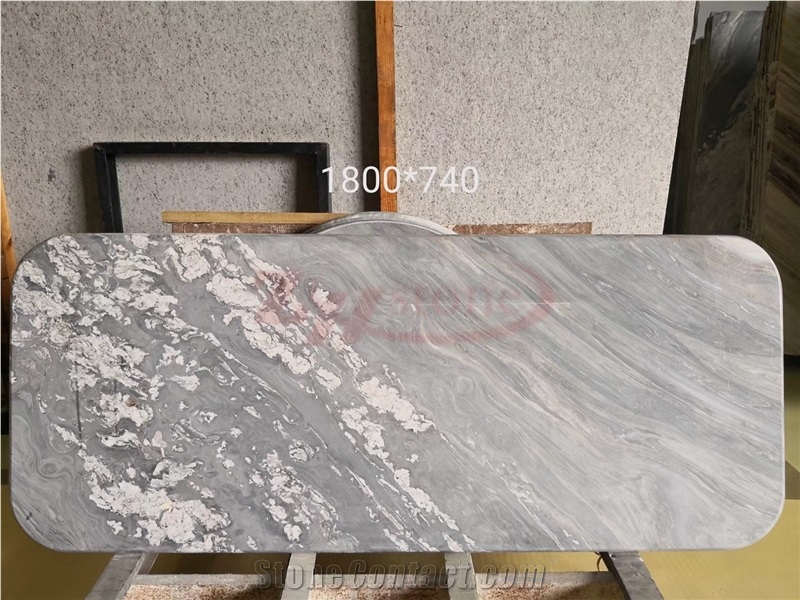 White Sand Marble Rectangle Round Corner Tabletop