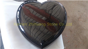 Wing Design Shanxi Black Granite Heart Monument