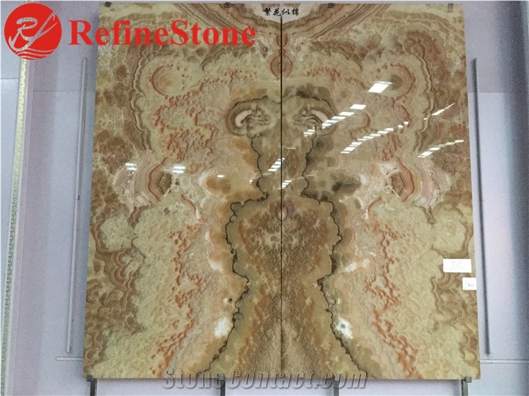 Book Matched Onyx Slabs for Background Wall