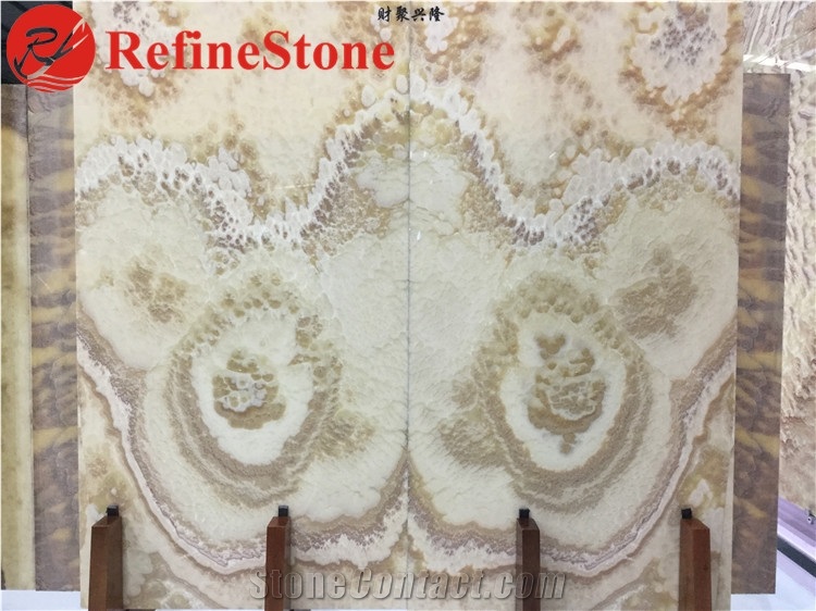Book Matched Onyx Slabs for Background Wall
