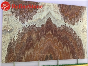 Hotel Interior Decorative Book Matched Ruby Onyx