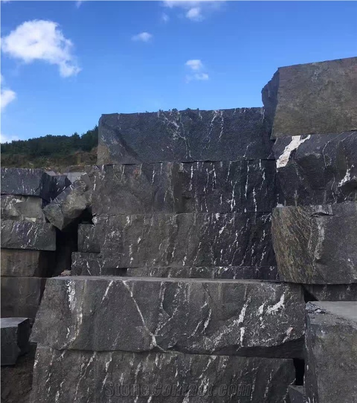 China Snow Grey Granite Block, River Black Granite