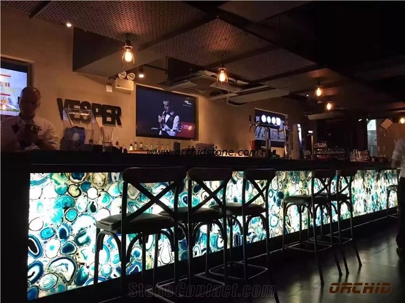 Blue Agate Semi Precious Translucent Bar Top,Commercial Counters