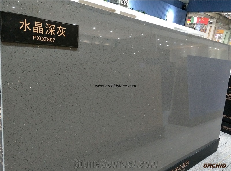 Crystal Grey Quartz Stone Slabs,Solid Surface