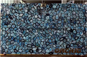 Nature Blue Agate Gemstone Backlit Slabs & Tile