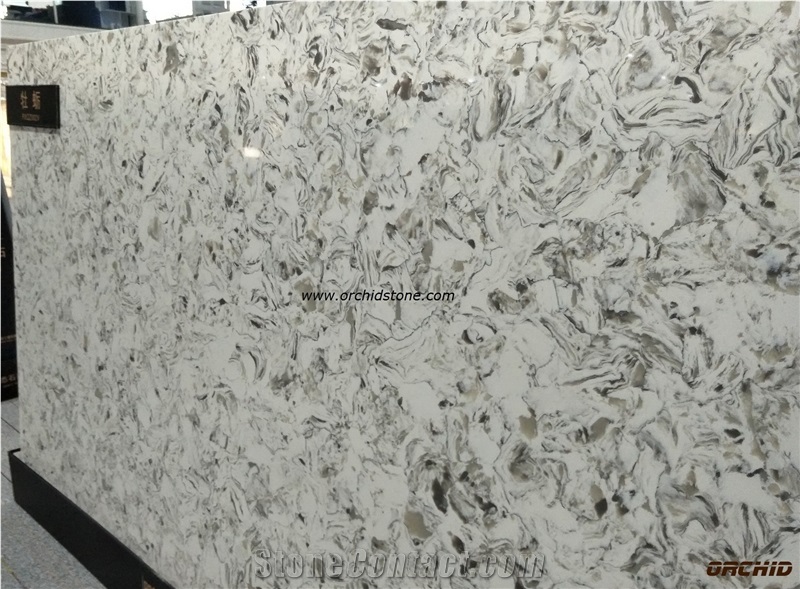Oyster White Quartz Stone Slabs for Kitchen Vanity Top