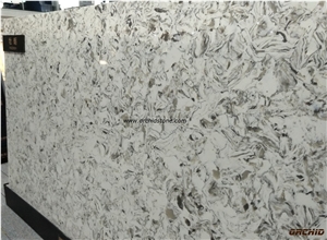 Oyster White Quartz Stone Slabs for Kitchen Vanity Top