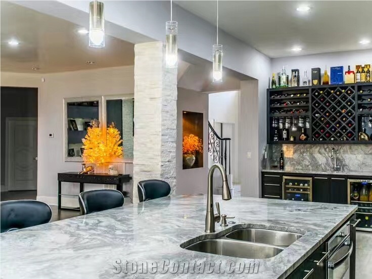 Super White Quartzite Kitchen Countertops,Bartops