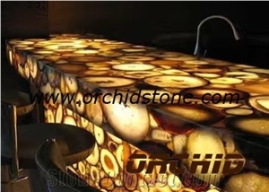 Yellow Agate Countertops,Semi Precious Bar Tops