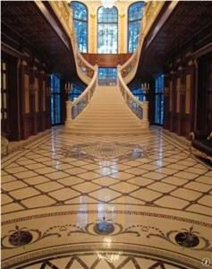 Beige Pattern Waterjet Flooring Medallion