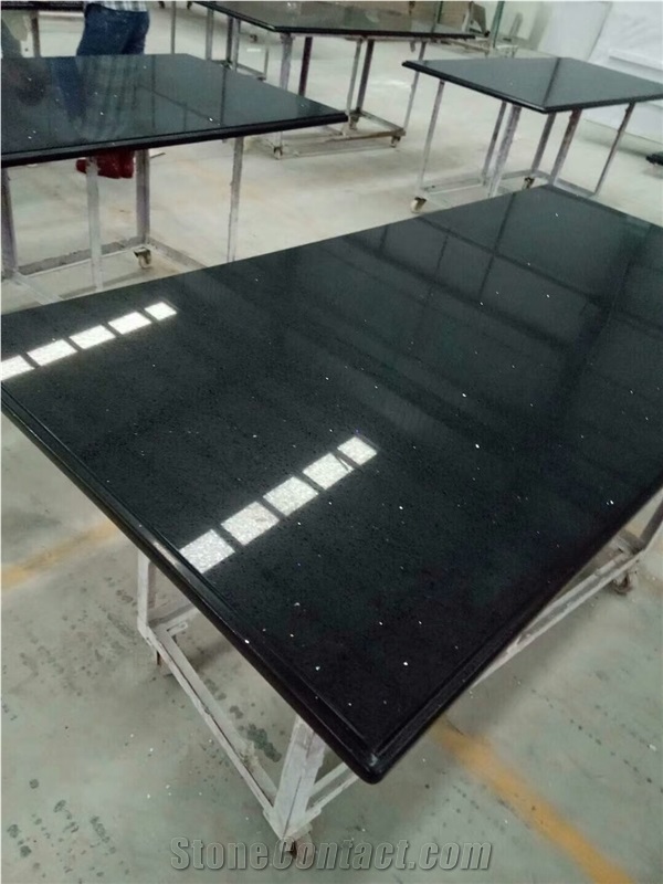 Black Engineered Quartz Stone Kitchen Countertops