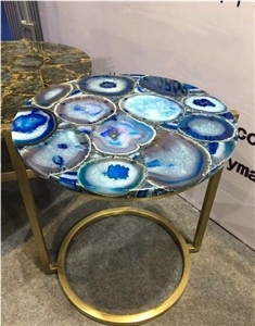 Blue Agate Translucent Stones Desk,Coffee Table Blue Agate Translucent Stones Desk,Coffee Table