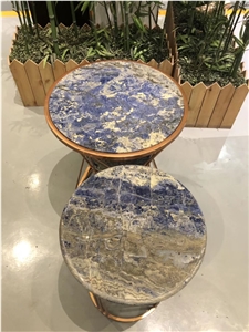 Blue Behia Tea Table Round Coffee Top Luxury Table