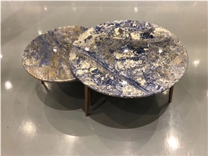 Blue Behia Tea Table Round Coffee Top Luxury Table