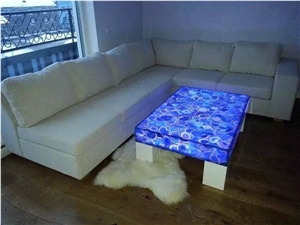 Blue Gemstone Agate Stone Square Tables Top Tiger