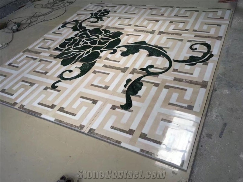 Custom Designed Square Marble Water Jet Medallion
