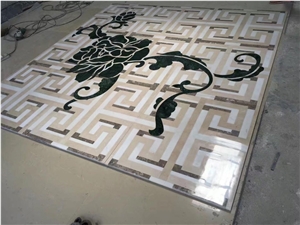 Custom Designed Square Marble Water Jet Medallion