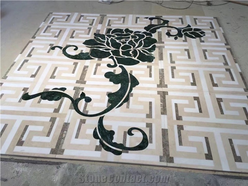 Custom Designed Square Marble Water Jet Medallion