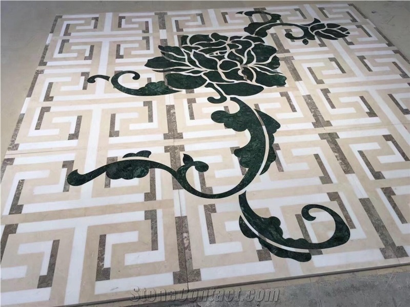 Custom Designed Square Marble Water Jet Medallion
