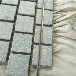 Dark Grey Cubes Cobblestone on Mesh Paving Walkway