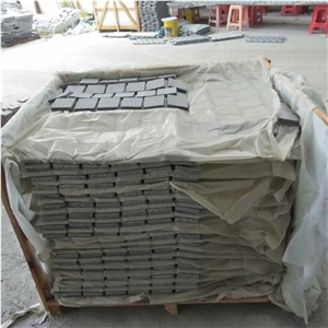 Dark Grey Cubes Cobblestone on Mesh Paving Walkway