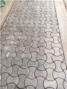 Grey White Granite Pavers Stone Cobble Walkway
