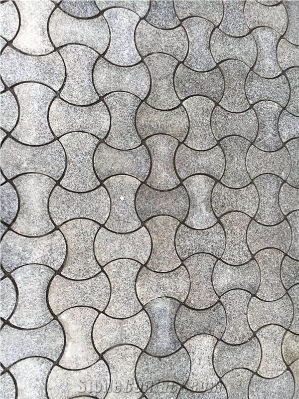 Grey White Granite Pavers Stone Cobble Walkway