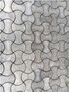 Grey White Granite Pavers Stone Cobble Walkway