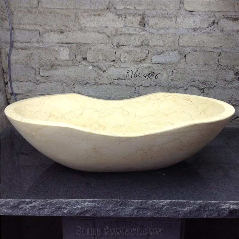 Light Emperador Wash Basins Drop-In Oval Basins