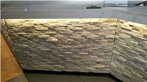Light Yellow Beige Slate Cultured Stone Corner Wal