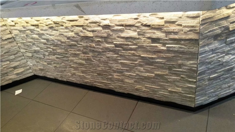 Light Yellow Beige Slate Cultured Stone Corner Wal