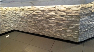 Light Yellow Beige Slate Cultured Stone Corner Wal