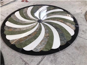 Luxury Marble Round Floor Medallions Noir Aziz