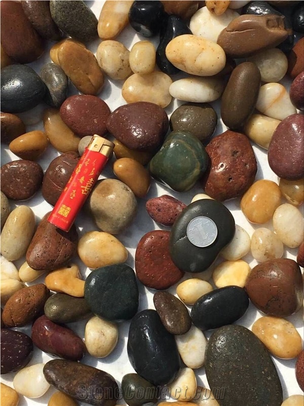 Mixed Color Polished River Pebble Stone Washed