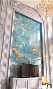 Natural Blue Onyx Tv Background Wall Decoration