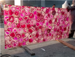 Pink Agate Slab Red Gemstone Precious Wall Tile Pink Agate Slab Red Gemstone Precious Wall Tile