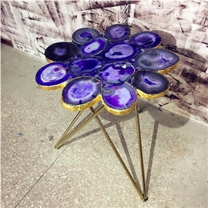 Purple Agate Round Coffee Table,Cafe Small Tables