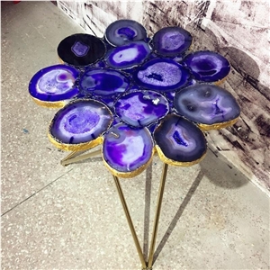 Purple Agate Round Coffee Table,Cafe Small Tables