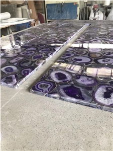 Purple Agate Semiprecious Stone Wall Panel
