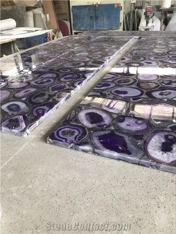Purple Semirecious Agate Stone Wall Panels