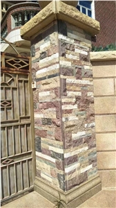 Red Culture Ledge Stone Wall Cladding Column
