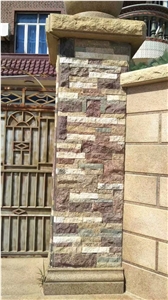 Red Culture Ledge Stone Wall Cladding Column