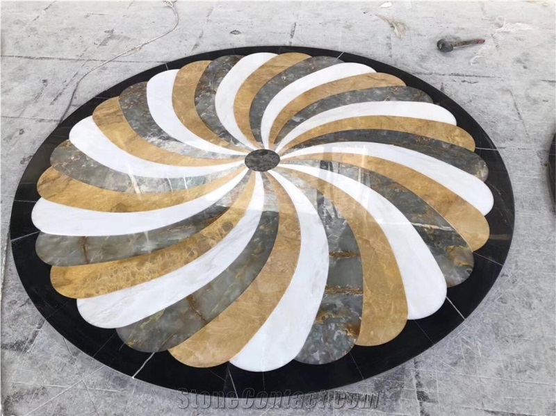 Round Sahara Noir Medallions Marble Rosettes