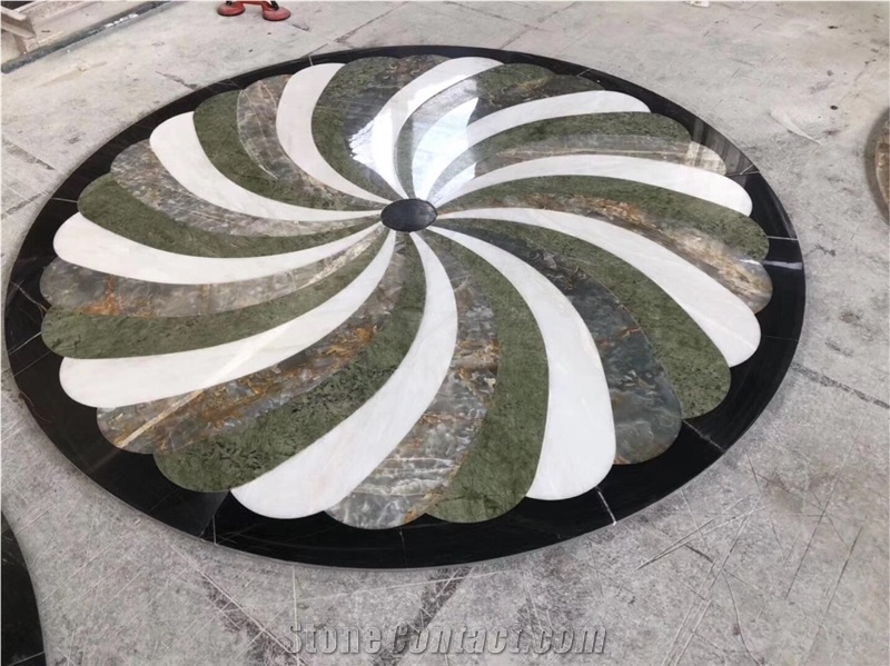 Round Sahara Noir Medallions Marble Rosettes