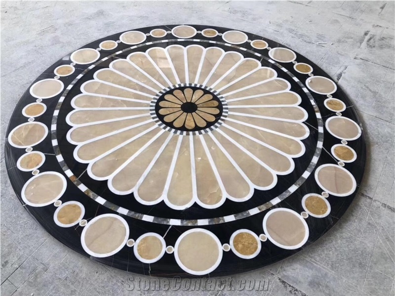 Round Sahara Noir Medallions Marble Rosettes